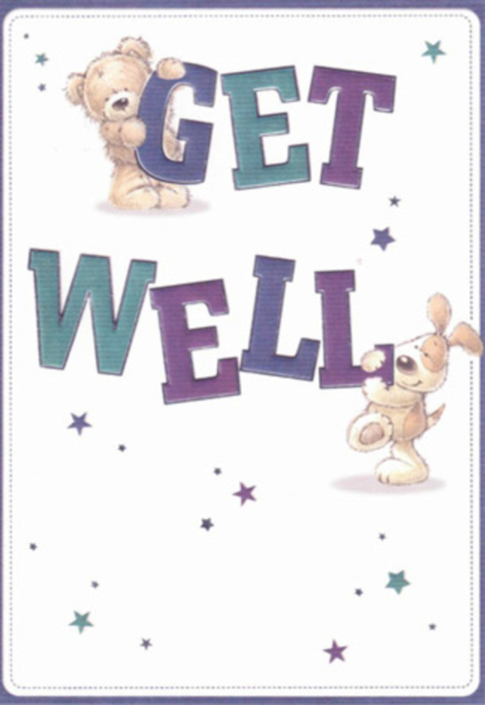 Celebrating gentle encouragement and neighbourly spirit, this Cranford get well card is brought to life by whimsical illustrations-a friendly bear and a floppy-eared puppy brimming with affection are surrounded by a dance of playful stars. Their engaging faces, almost touchable in their fluffiness and velvet, evoke a sense of tender care, as if offering a comforting hug. The lettering is large and confident, crafted in shades of purple and aqua, grounding the card in cheerful reassurance that feels right at home in Cranford's community spaces. There's an authentic sense of texture throughout, with the quiet comfort of the white background mirrored in the tranquil atmosphere of Cranford's green parks. Imagine sending this card alongside a floral arrangement from Cranford Florist, both gestures radiating positivity to uplift a loved one on their path to recovery. The scene's light, airy mood makes it an ideal bearer of hope, suitable for all ages and every gentle soul across Cranford.